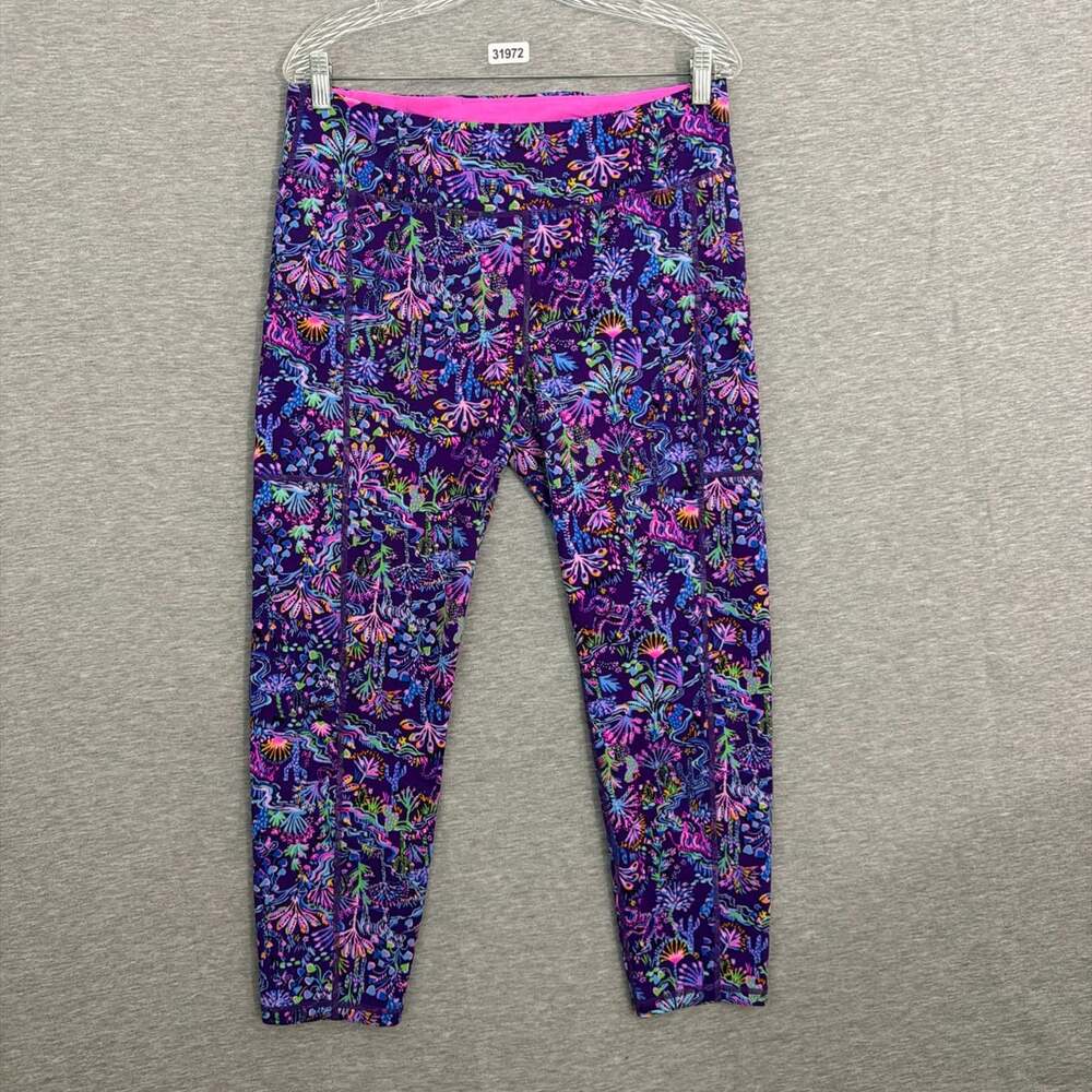 Lilly Pulitzer Womens XL Purple Floral Luxletic Activewear Running Shorts